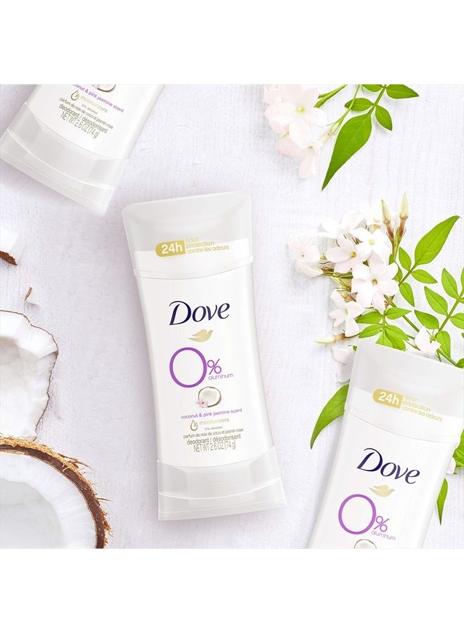 Dove مزيل عرق خالٍ من الألومنيوم للنساء، حماية من الروائح الكريهة لمدة 24 ساعة، برائحة جوز الهند والياسمين الوردي، 7.8 أونصة، 3 قطع، أبيض - Image 3
