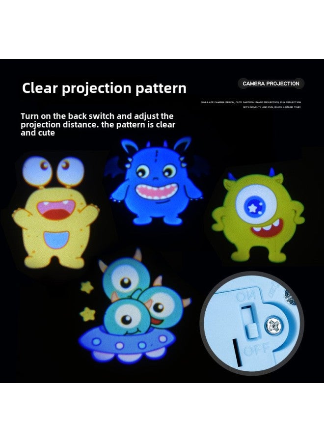 Creative Monster Three-eyed Monster Simulation Projection Camera Toy Keychain Children Girl Schoolbag Cartoon Small Pendant-Color:RYB034 Little Monster Camera Yellow  - Image 4