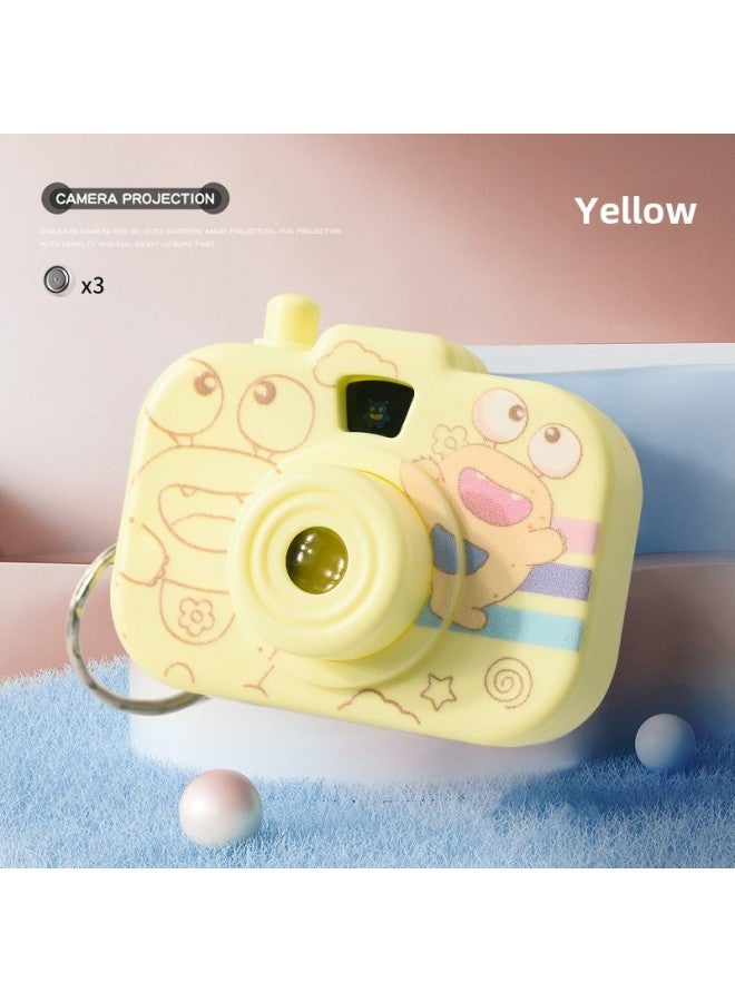Creative Monster Three-eyed Monster Simulation Projection Camera Toy Keychain Children Girl Schoolbag Cartoon Small Pendant-Color:RYB034 Little Monster Camera Yellow  - Image 1