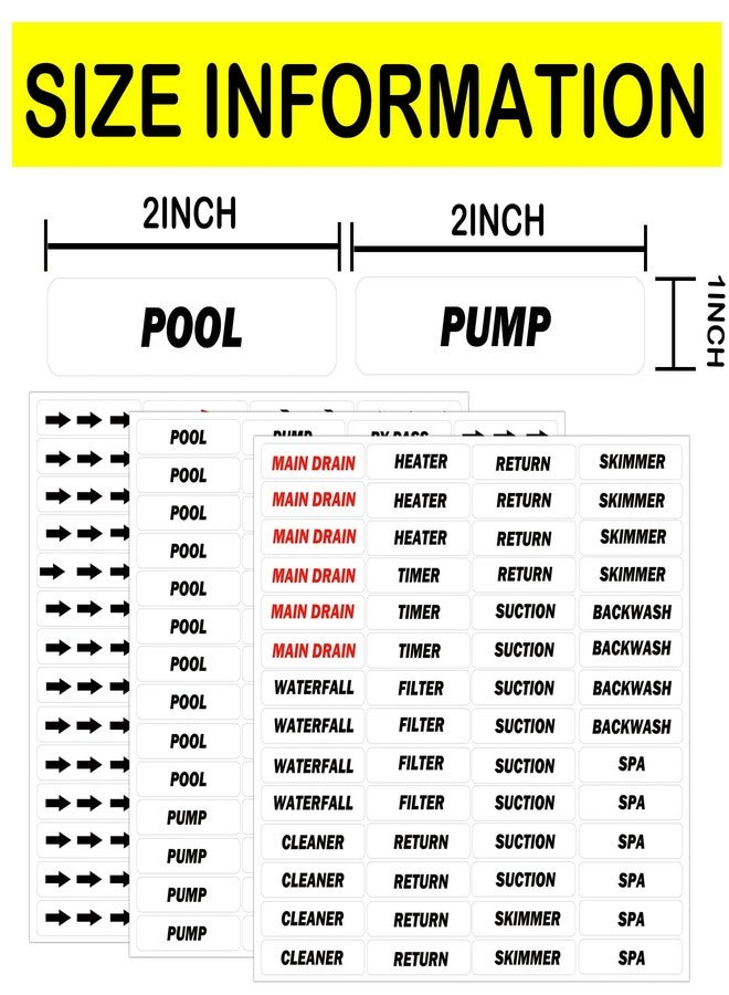SMARSTICKER Pool Equipment Identification Labels Swimming Pool Labels 1/2 x 2 Inch Waterproof Plumbing Sticker Mark for Swimming Pool Spa Equipment,Plumbing&Piping Parts 168 Pcs (White) - Image 2
