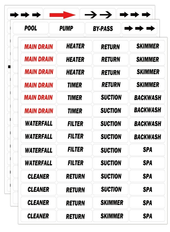 SMARSTICKER Pool Equipment Identification Labels Swimming Pool Labels 1/2 x 2 Inch Waterproof Plumbing Sticker Mark for Swimming Pool Spa Equipment,Plumbing&Piping Parts 168 Pcs (White) - Image 1