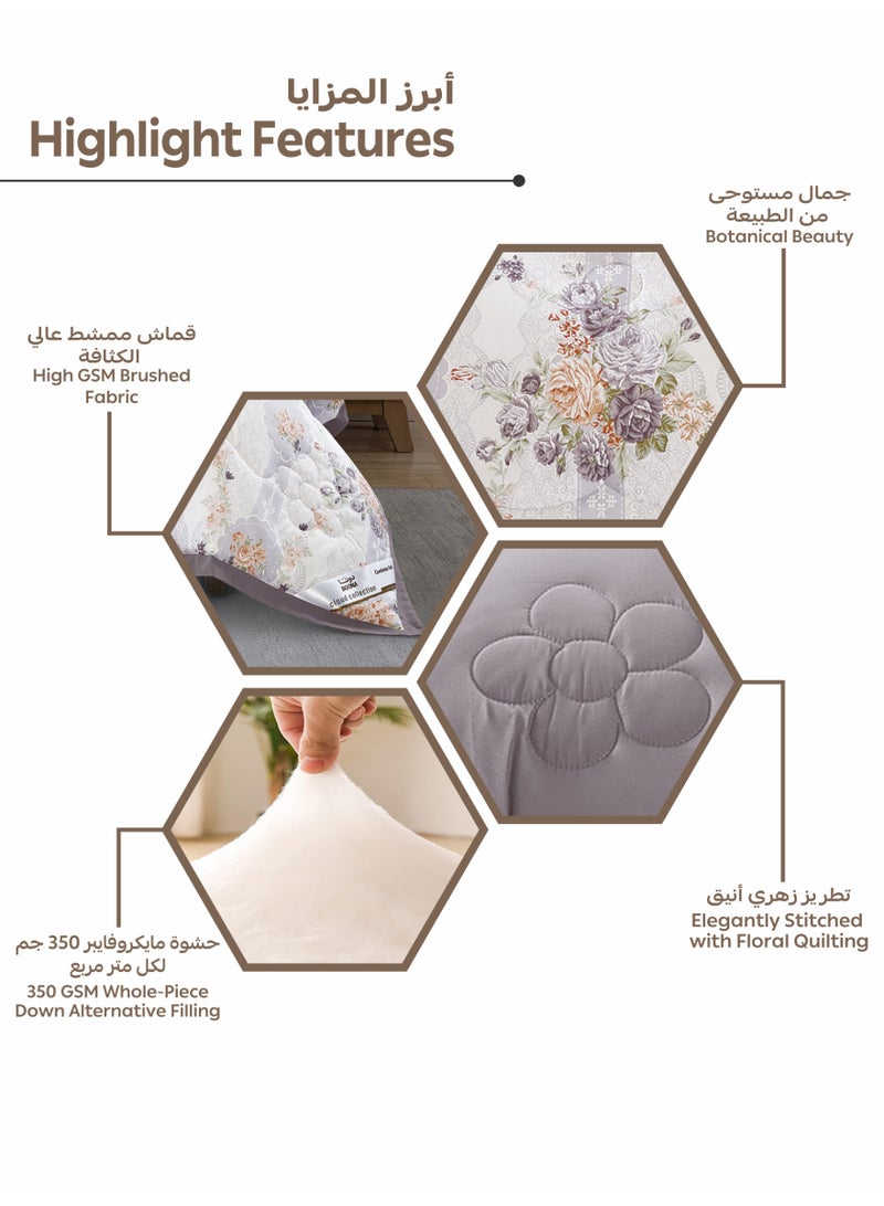 Doona Bedding Comforter Set, Fits 140x200 cm Single Size Bed – 4 Pcs Reversible Printed Design – 350 GSM All-Season Comforter – Premium Brushed Microfiber - Image 4