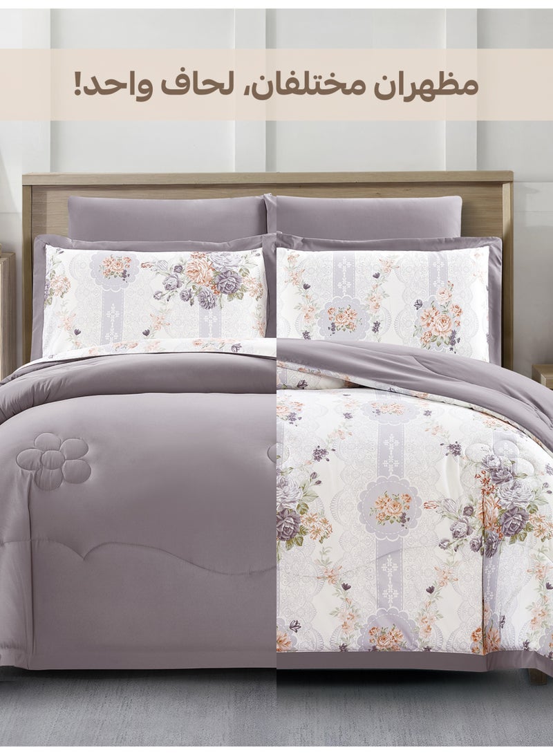 Doona Bedding Comforter Set, Fits 140x200 cm Single Size Bed – 4 Pcs Reversible Printed Design – 350 GSM All-Season Comforter – Premium Brushed Microfiber - Image 5