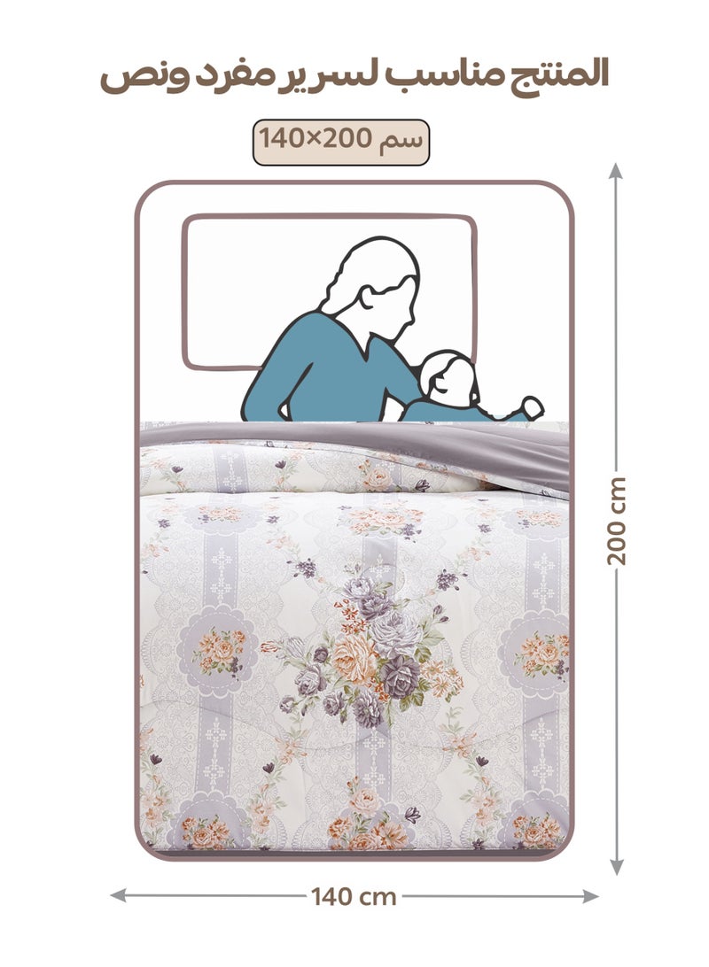 Doona Bedding Comforter Set, Fits 140x200 cm Single Size Bed – 4 Pcs Reversible Printed Design – 350 GSM All-Season Comforter – Premium Brushed Microfiber - Image 2