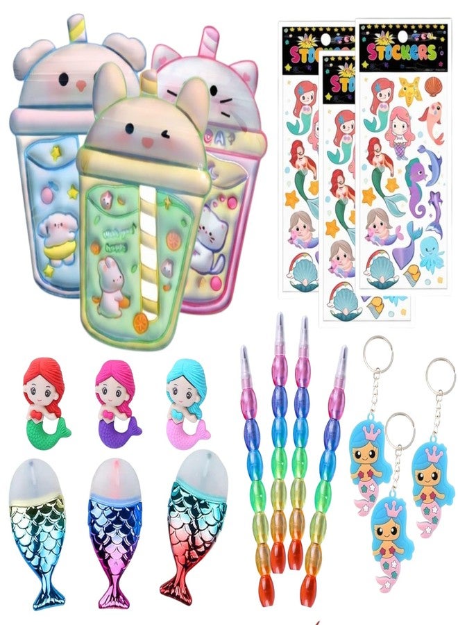 AMYCAUR 36 Pcs Kids Return Gift Pack | Mermaid Theme Stationery Combo Set | Bulk Kanjak Gifts | School Prizes & Birthday Party Favors For Girls | School Supplies Set (Pack Of 6 Item) - Image 1