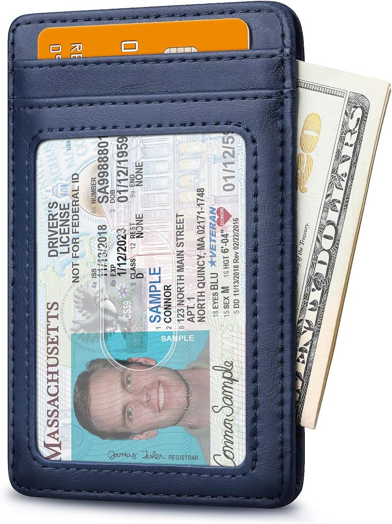 Buffway Mens Slim Wallet, Minimalist Thin Front Pocket Leather Credit Card Holder with RFID Blocking for Work Travel - Image 2