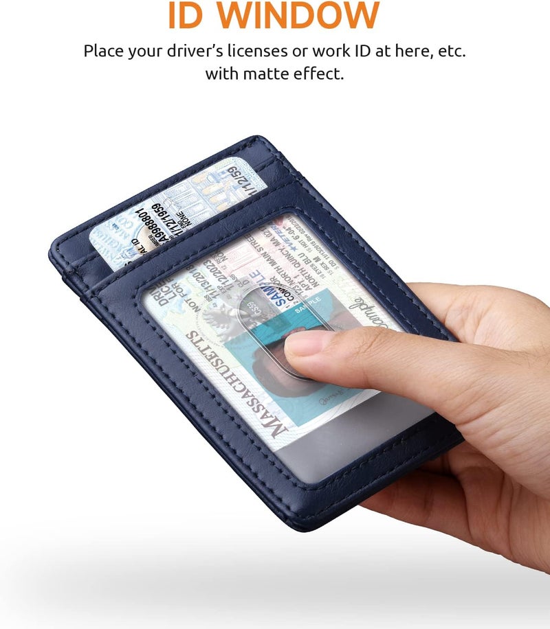 Buffway Mens Slim Wallet, Minimalist Thin Front Pocket Leather Credit Card Holder with RFID Blocking for Work Travel - Image 4