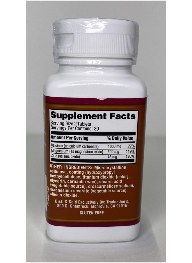Trader Joe's Calcium Magnesium & Zinc 60 Tablet
