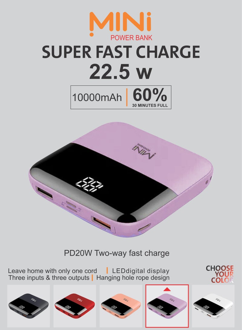 Mini Portable power Bank-10000MAH / Purple - Image 1