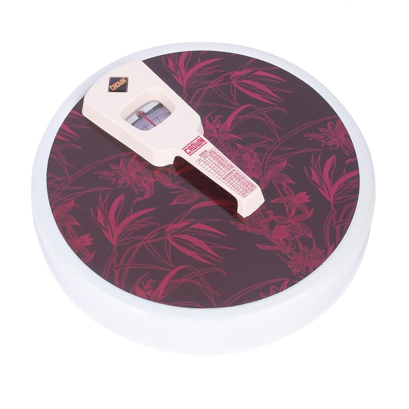 Crown Round Deluxe Weighing Scale For Human Body, Mechanical Manual Analog Weighing Scale upto 150 kgs capacity (Colour : Sorted) with BMI Index - Image 2
