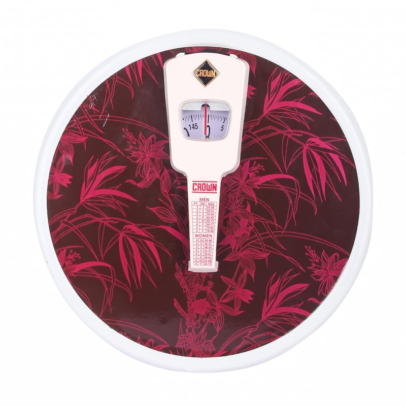 Crown Round Deluxe Weighing Scale For Human Body, Mechanical Manual Analog Weighing Scale upto 150 kgs capacity (Colour : Sorted) with BMI Index - Image 1
