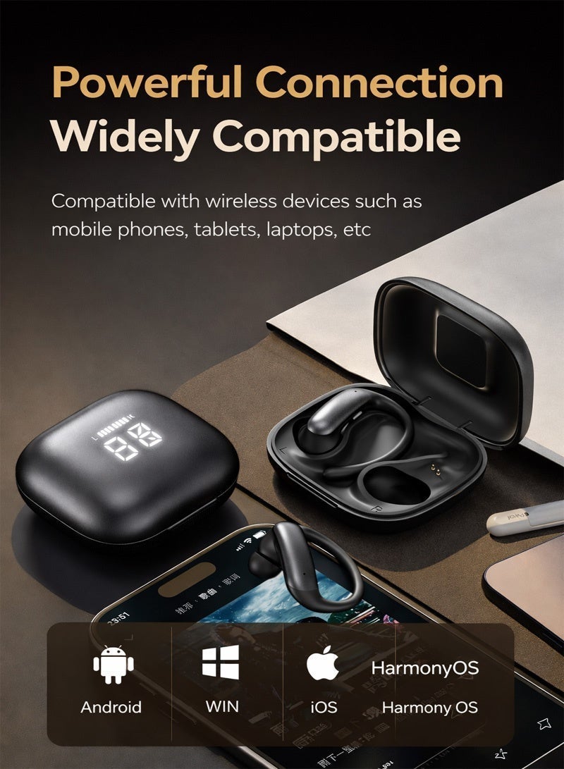 Neyecam Wireless Ear Hook Earbuds with LED Display, 6.0 Dual-Core Chip, 38ms Low Latency Gaming Mode, HiFi Stereo Sound, Noise Reduction Mic, Secure Fit Sports Headphones – Black - Image 4