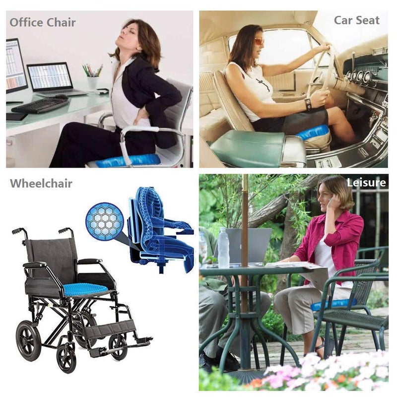 DKWIN Gel Orthopedic Seat Cushion with Non Slip Cover for Lumbar Support Tailbone Comfort Air Circulation Office Chair Wheelchair Egg Seater Silicone Gel Cushion for Car - Image 4