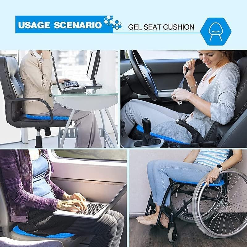 DKWIN Gel Orthopedic Seat Cushion with Non Slip Cover for Lumbar Support Tailbone Comfort Air Circulation Office Chair Wheelchair Egg Seater Silicone Gel Cushion for Car - Image 5