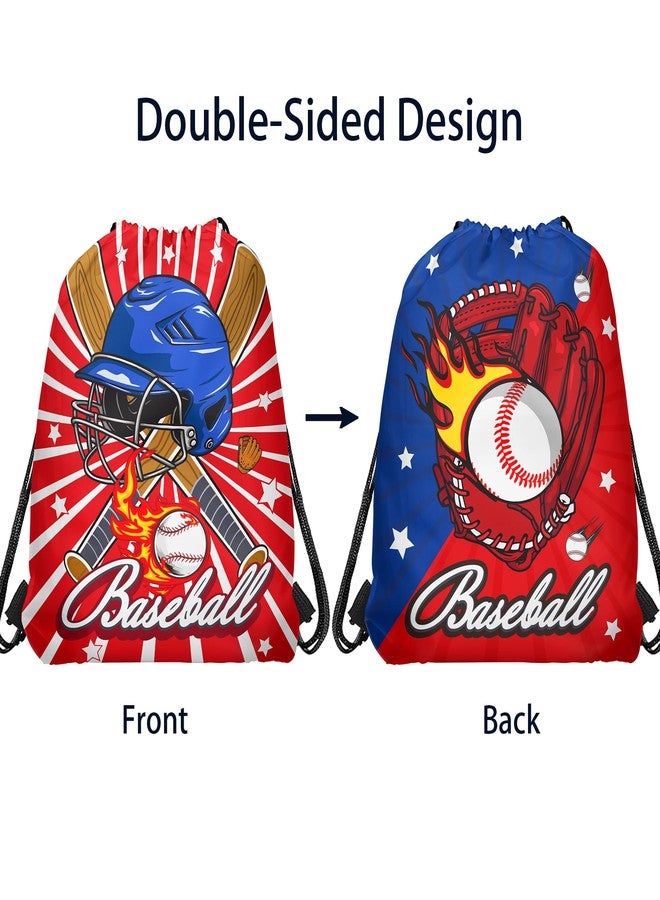 CC HOME 12 Pack Baseball Drawstring Party Bags, Baseball Gift Candy Treat Bags, Gym Sport Ball Theme Party Favor for Baby Shower Kids Girls Boys Birthday Decorations 10.6 x 13.4'' - Image 5