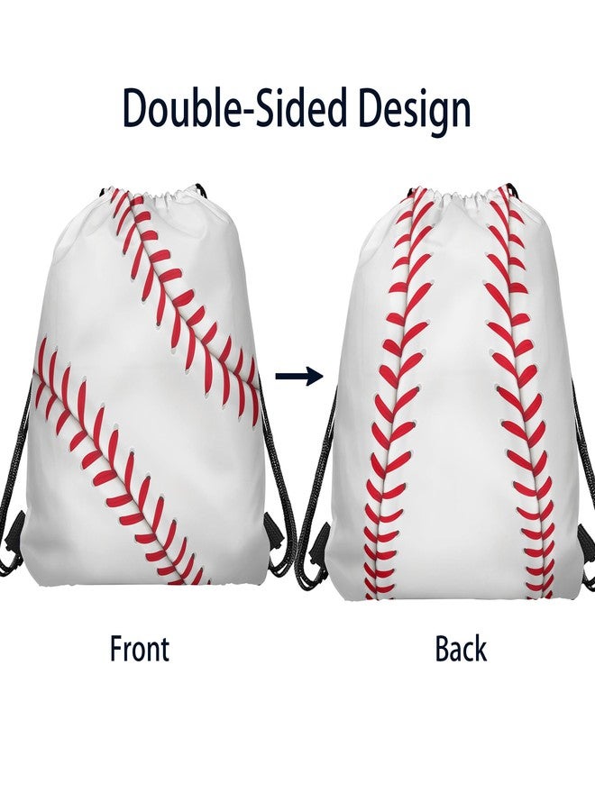 CC HOME 12 Pack Baseball Drawstring Party Bags, Baseball Gift Candy Treat Bags, Gym Sport Ball Theme Party Favor for Baby Shower Kids Girls Boys Birthday Decorations 10.6 x 13.4'' - Image 4