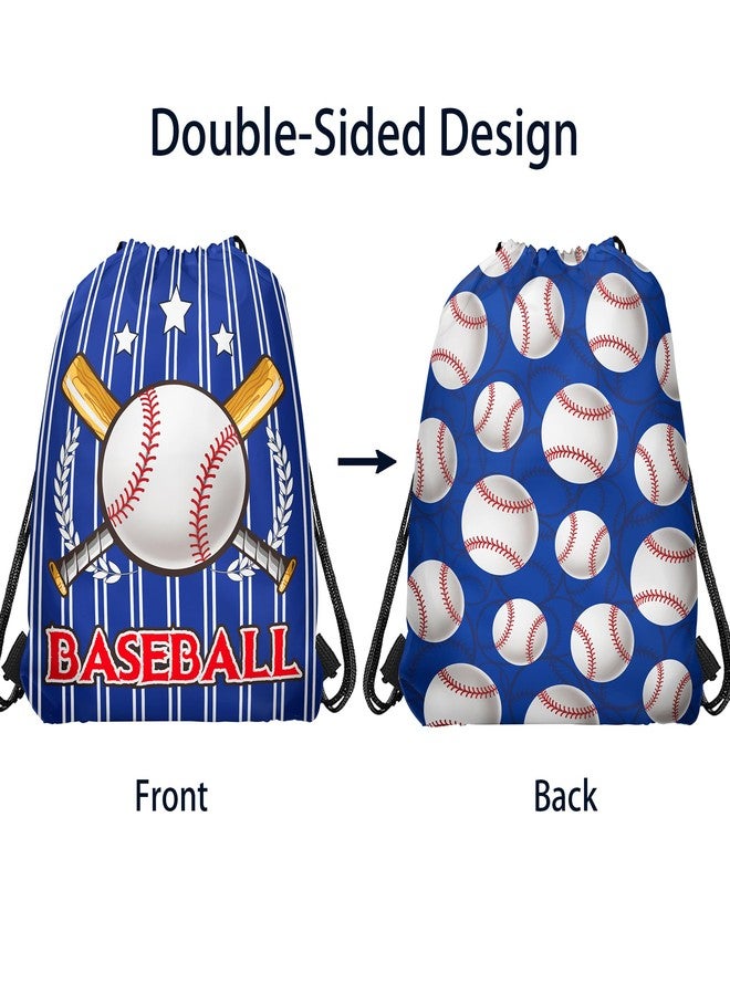 CC HOME 12 Pack Baseball Drawstring Party Bags, Baseball Gift Candy Treat Bags, Gym Sport Ball Theme Party Favor for Baby Shower Kids Girls Boys Birthday Decorations 10.6 x 13.4'' - Image 3