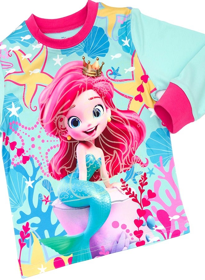 babyqlo Little Mermaid Glow-in-the-Dark Cotton Pajama Set for Girls  - Image 4