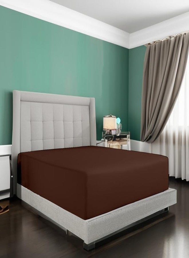 Gorayoo Bedding ملاءة سرير كينج من القطن المصري الخالص ١٠٠٪، جيب متدلي ١٢ بوصة | ملاءة سرير فاخرة فائقة النعومة وعالية الكثافة وجيدة التهوية، مثالية للفنادق وغرف النوم | ٧٨ بوصة × ٨٠ بوصة، لون شوكولاتة، من جورايو - Image 1