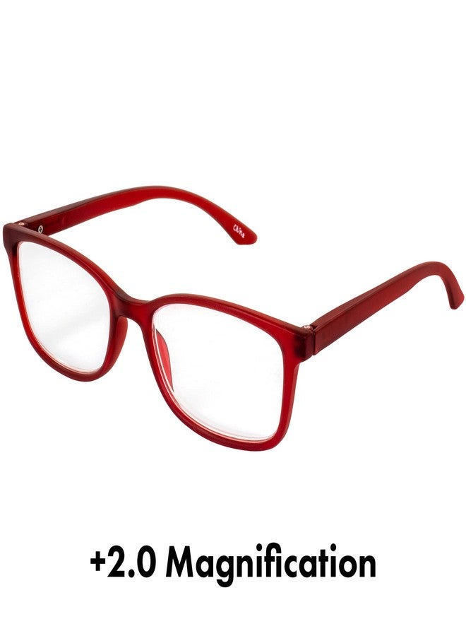 Birdz Eyewear BPA Free Non Carcinogenic Readers Red Frame with Clear Lens 2.0 Magnification - Image 3