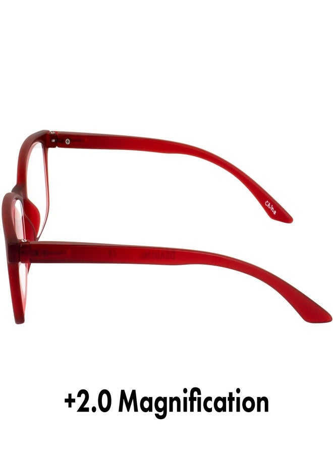 Birdz Eyewear BPA Free Non Carcinogenic Readers Red Frame with Clear Lens 2.0 Magnification - Image 4