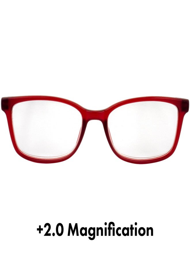 Birdz Eyewear BPA Free Non Carcinogenic Readers Red Frame with Clear Lens 2.0 Magnification - Image 2