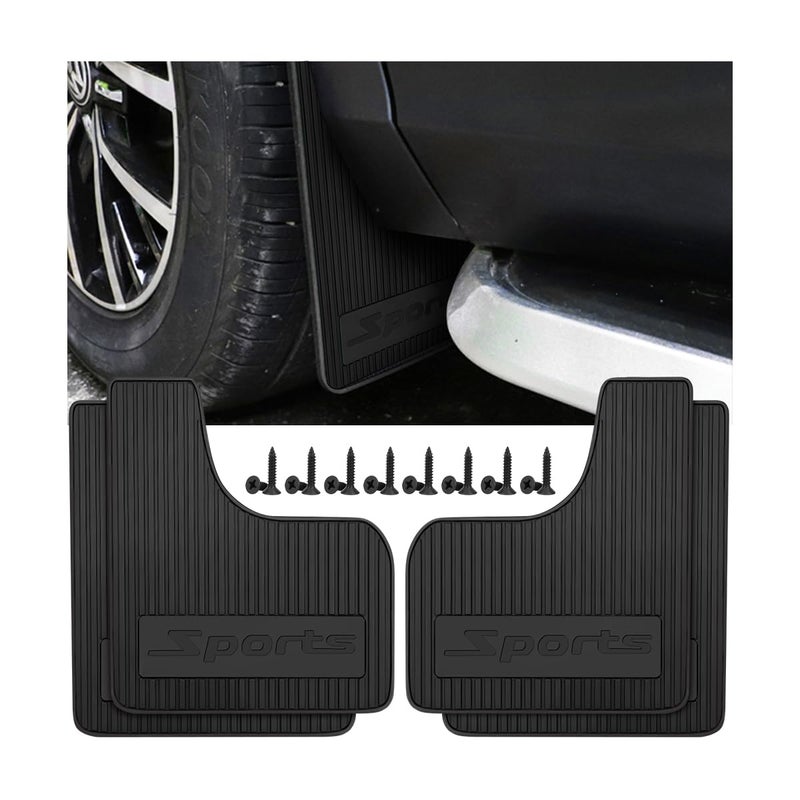 HZEL Car Mud Flaps, 4PCS Soft Flexible Bendable Rubber Vehicle Mudguard Splash Guard with Hardware Tool, Auto Exterior Protection Accessories for Front & Rear, Universal for Most Sedans (Black) - Image 1