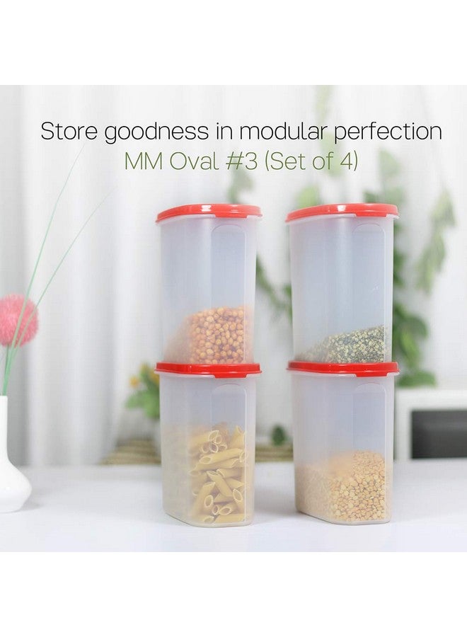 Tupperware Plastic Storage Container- 1.7 liters, 4 pieces, Multicolor - Image 2