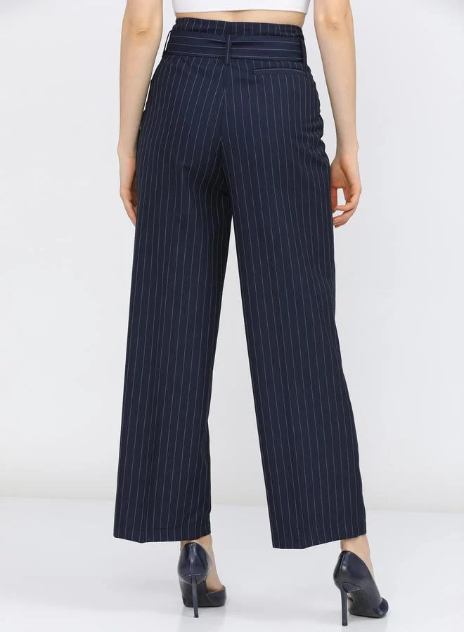 Tokyo Talkies Pinstriped Pleated Trouser with Belt by Styli
