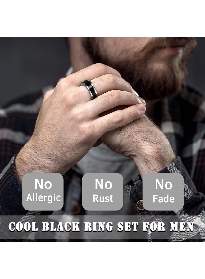 EIELO 8Pcs Stainless Steel Vintage Rings for Men Greek Signet Thumb Silver Retro Carving Celtic Band Rings Vintage Biker Band Rings Set Edge Mens Rings Jewelry 8 - Image 3