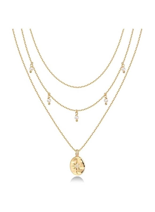 PAVOI - 14K Gold Plated Layering Necklaces | Stylish Minimalist Design Pendant Necklaces | Bar, Circle, Lotus, Disc, Dog Tag, Horizontal Bar Pendants for Women - Image 1