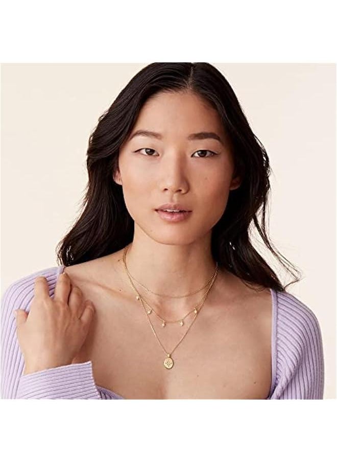 PAVOI - 14K Gold Plated Layering Necklaces | Stylish Minimalist Design Pendant Necklaces | Bar, Circle, Lotus, Disc, Dog Tag, Horizontal Bar Pendants for Women - Image 1