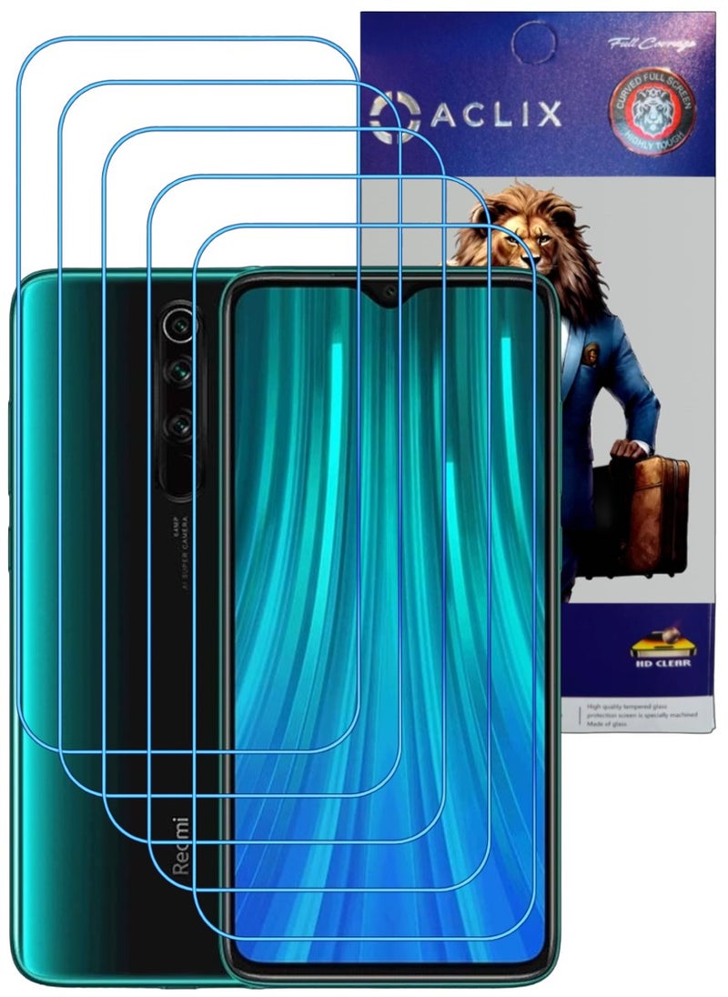 ACLIX 5 Pieces Antistatic ESD Dustproof Premium Quality High Definition Clear Tempered Glass Screen Protector Designed For Xiaomi Redmi Note 8 Pro - Image 1