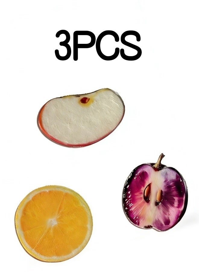 3 قطع من الأكريليك على شكل فاكهة علامات مرجعية لتصميم التفاح والبرتقال والعنب علامات صفحات شفافة لطيفة لإكسسوارات الكتب للقراء - Image 1