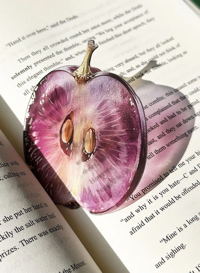 3 قطع من الأكريليك على شكل فاكهة علامات مرجعية لتصميم التفاح والبرتقال والعنب علامات صفحات شفافة لطيفة لإكسسوارات الكتب للقراء - Image 3