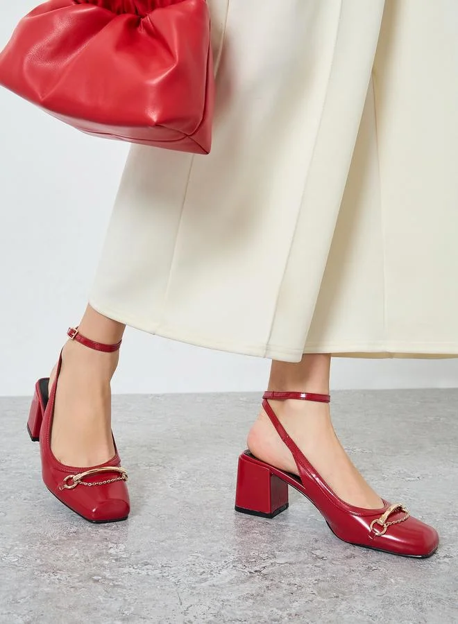 Raid Aiza Block Heel Shoes with Chain Detail