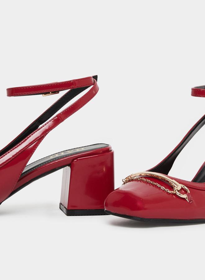 Raid Aiza Block Heel Shoes with Chain Detail - Image 4