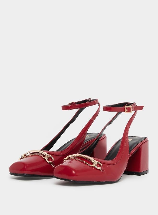 Raid Aiza Block Heel Shoes with Chain Detail - Image 3