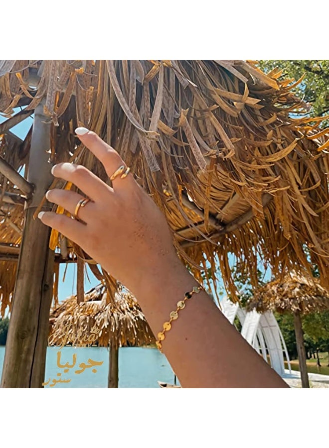 جوليا ستور سوار فاخر أنيق من الفولاذ المقاوم للصدأ مطلي بالذهب عيار 18 قيراطًا، قابل للتعديل، بتصميم دائري أنيق - Image 5