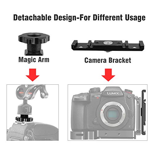 Chromlives Hot Shoe Mount Bracket Dual Hot Shoe Extension Bar Aluminum Mounting Plate Adapter Double Extension Shoe for LED Video Light Screens - Image 5