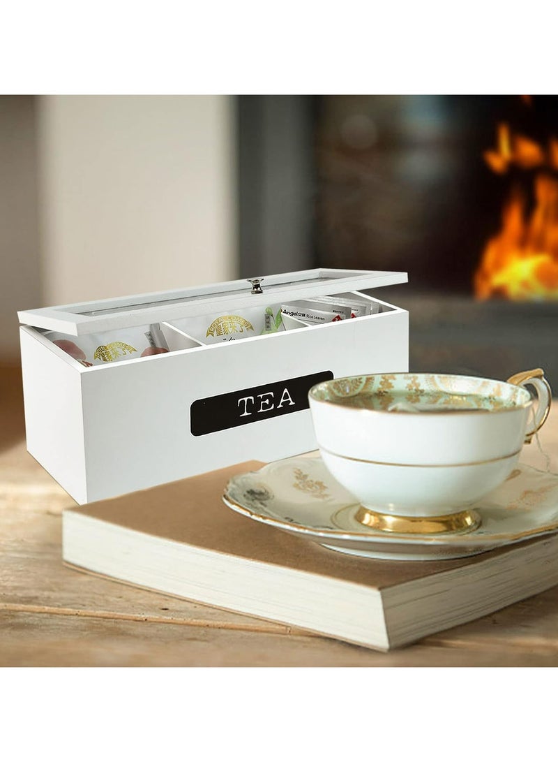 Generic 3-Compartment White Wood Tea Bag Organizer | Tea Storage and Display Box  - Image 3