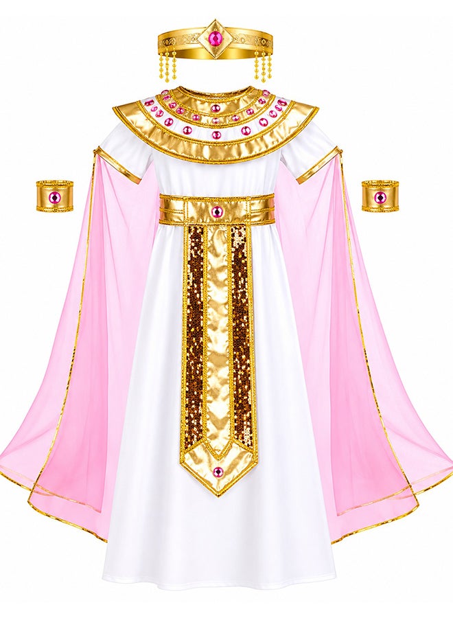Toy Land Girls Egyptian Queen Costume Set – Ancient Egypt Fancy Dress Outfit with Crown and Wrist Cuffs for girls of age 8 to 9 years - Image 1