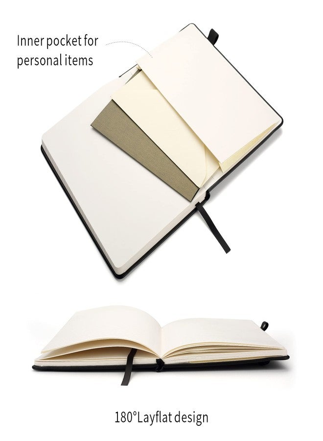 Deziliao Lined Journal Notebooks with Pen Loop, Hardcover Notebook Journal for Work, 100Gsm Premium Thick Paper with Inner Pocket, Medium 5.7"x8.4", （Black, Ruled） - Image 4