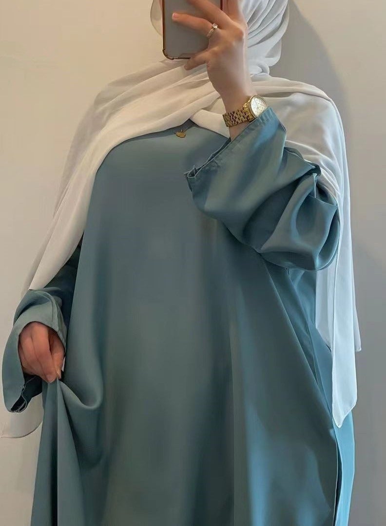 إسكدنيا عباية صيفية إسلامية أنيقة - تصميم كيمونو تركي برقبة مستديرة - مريحة ومسامية للصلاة والمنزل والمناسبات  - Image 3