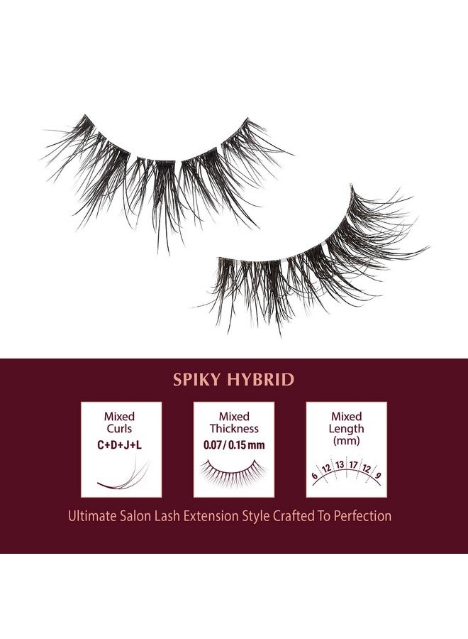 Ienvy Extension False Lashes Hybrid Salon Lash Clear Invisible Band Strip Natural Look Mixed Volume Curl Eyelashes Wispy Fluffy Cat Eye Fake Lashes (Spiky) - Image 2