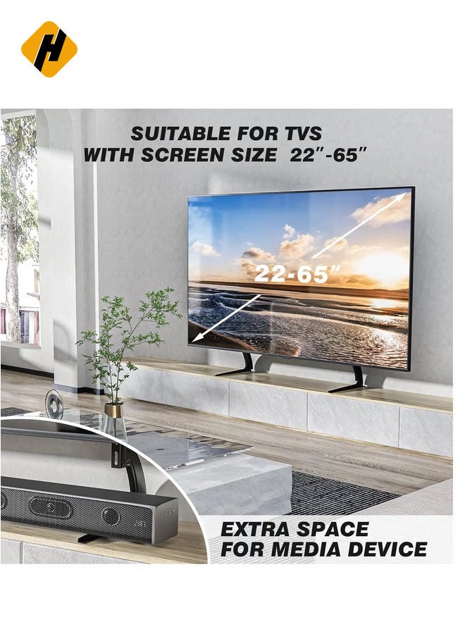 HuHa 5Rcom TV Stand Mount, Universal TV Stand Tabletop for 22 to 65 inch Plasma LCD LED Flat Screen TVs, TV Legs, Holds up to 88lbs, Max VESA 800 x 500mm, Height Adjustable TV Base, TV Stand  - Image 3