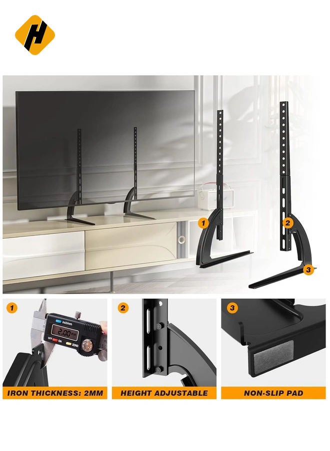 HuHa 5Rcom TV Stand Mount, Universal TV Stand Tabletop for 22 to 65 inch Plasma LCD LED Flat Screen TVs, TV Legs, Holds up to 88lbs, Max VESA 800 x 500mm, Height Adjustable TV Base, TV Stand  - Image 5