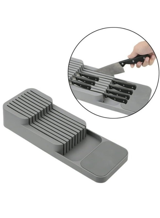 جروب تايجر صندوق تخزين ادوات المائدة، درج مطبخ منفصل، منظم مائدة، حامل تنظيم للادوات الفضية والسكاكين والملاعق والشوك (سكاكين) - Image 2