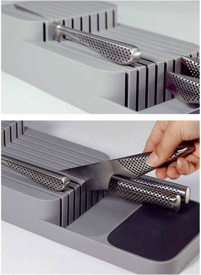 جروب تايجر صندوق تخزين ادوات المائدة، درج مطبخ منفصل، منظم مائدة، حامل تنظيم للادوات الفضية والسكاكين والملاعق والشوك (سكاكين) - Image 5