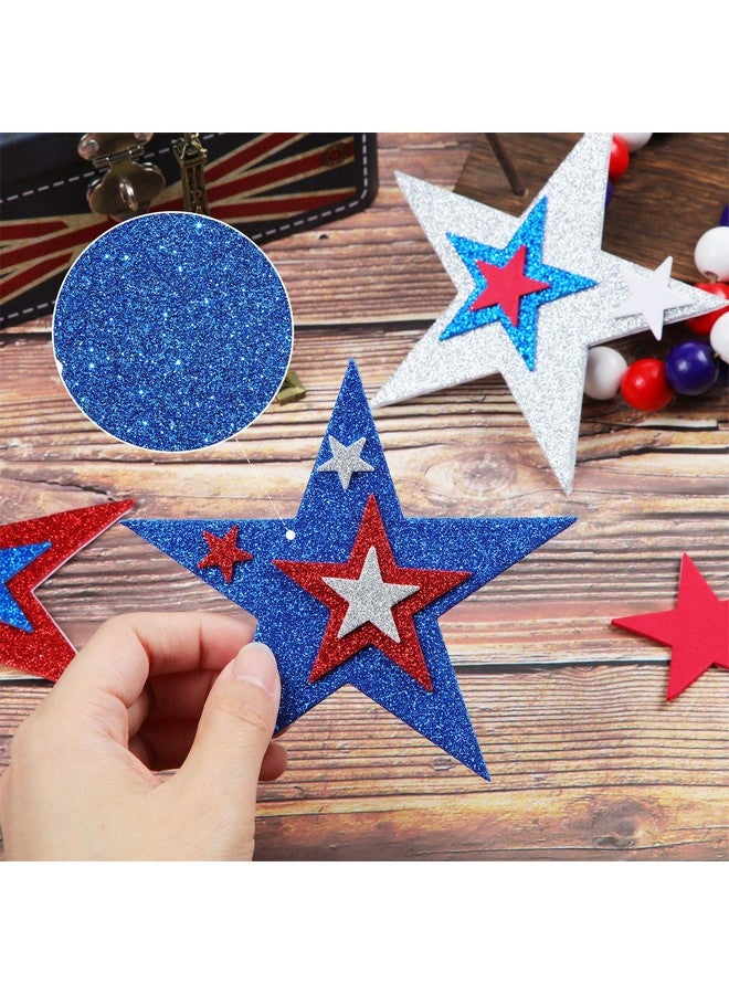 Tenare 224 Pieces Red White Blue Glitter Stars Patriotic Foam Stickers for Independence Day 4th of July Decorations Christmas Kid's Arts Craft - Image 4